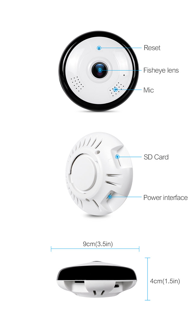 La cámara panorámica de Wifi 360 Vr/la cámara de Fisheye Ir apoya la conexión inalámbrica